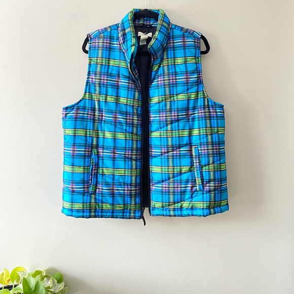VINTAGE PLAID PUFFER VEST - Picture 1 of 4